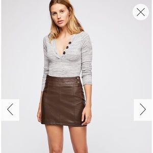 NWOT Free People brown vegan leather skirt